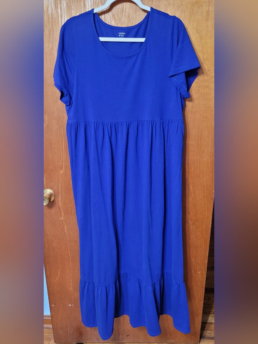 Crown & Ivy Royal Blue 100% Cotton Maxi Dress Size XXL (1757)